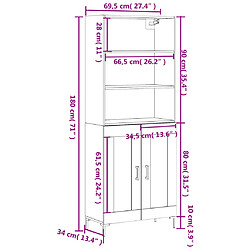 vidaXL Buffet haut Sonoma gris 69,5x34x180 cm Bois d'ingénierie pas cher