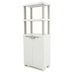 Pegane Meuble de rangement intérieur/extérieur coloris beige - Longueur 70 x Profondeur 45 x Hauteur 184 cm 