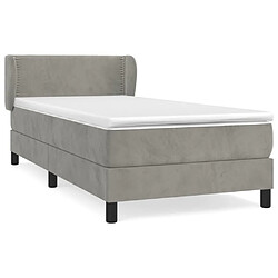 Maison Chic Structures de lit + matelas,Lit à sommier tapissier et matelas pour Chambre Gris clair 80x200 cm Velours -MN64918