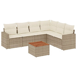 Maison Chic Salon de jardin avec coussins 7 pcs, Ensemble Tables et chaises de jardin, beige résine tressée -GKD614614