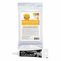 Scrapcooking Pâte à sucre orange 250 g + Stylo de glaçage noir 