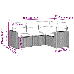 Avis vidaXL Salon de jardin 4 pcs avec coussins gris résine tressée