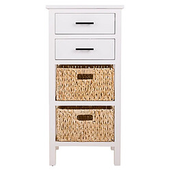 Pegane Chiffonnier, meuble de rangement en bois avec 4 tiroirs coloris blanc - Longueur 44 x Profondeur 32 x Hauteur 92 cm