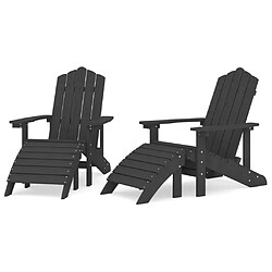 Maison Chic Lot de 2 Chaises Adirondack avec repose-pieds PEHD Anthracite -GKD60277