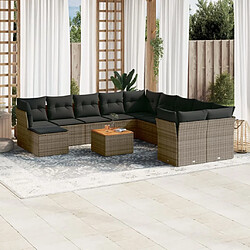 Maison Chic Salon de jardin avec coussins 12 pcs, Ensemble Tables et chaises de jardin, gris résine tressée -GKD541050