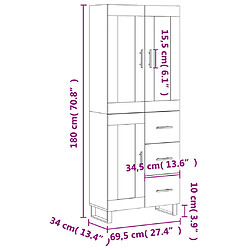 vidaXL Buffet haut Noir 69,5x34x180 cm Bois d'ingénierie pas cher