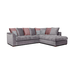 Courtois Laville Canapé d'angle droit, 5 places, BARDI, Tissu Gris mauve 