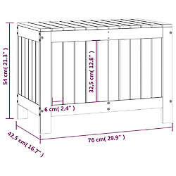 vidaXL Boîte de rangement de jardin Noir 76x42,5x54 cm Bois massif pin pas cher