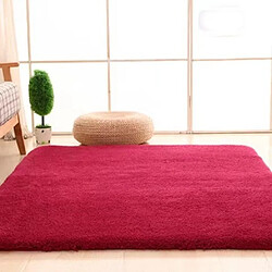 LUUCOZK Tapis moelleux en fausse fourrure, tapis à poils longs pour chambre à coucher, salon - rouge vin-120x160 cm