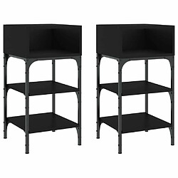 Maison Chic Lot de 2 Tables de chevet,Table de nuit,Table d'appoint pour salon noir 35x34,5x70 cm bois d'ingénierie -MN69309