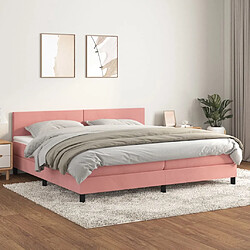 vidaXL Sommier à lattes de lit avec matelas Rose 200x200 cm Velours