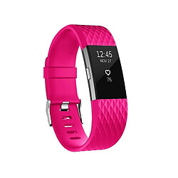 Wewoo Bracelet pour montre connectée Dragonne sport réglable à motif losanges FITBIT Charge 2 Rose Rouge 