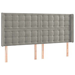 Maison Chic Tête de lit scandinave avec oreilles,meuble de chambre Gris clair 163x16x118/128 cm Velours -MN43534