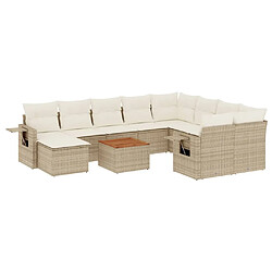 vidaXL Salon de jardin 11 pcs avec coussins beige résine tressée