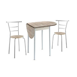 Pegane Ensemble de table à manger extensible et 2 chaises pour cuisine jardin en bois finition chêne