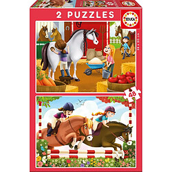 Educa Borras 2 puzzles de 48 pieces chevaux