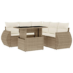 vidaXL Salon de jardin avec coussins 6 pcs beige résine tressée