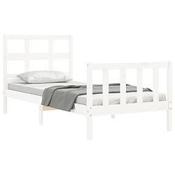 Acheter Maison Chic Cadre/structure de lit avec tête de lit pour adulte - Lit Moderne Chambre blanc petit simple bois massif -MN44856