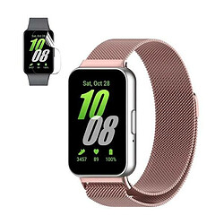 Kit Bracelet Milanese Boucle Magnétique + Film Gel pour Phonecare para Samsung Galaxy Fit3 40mm - Rose / Transparent 