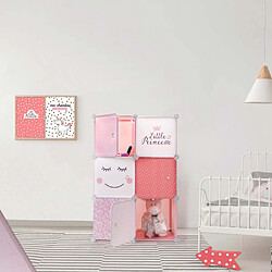 The Home Deco Kids Rangement enfant 6 cubes modulables little princesse – rose.