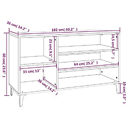 vidaXL Armoire à chaussures Chêne fumé 102x36x60 cm Bois d'ingénierie pas cher