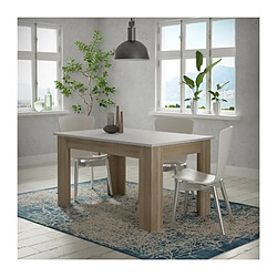 Avis PILVI Table a manger - Blanc et chene sonoma - L 140 x I90 x H 75 cm