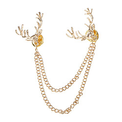 Mode Xmas Deer Head Elk Tips Double Chaînes Tassel Collier Broche Broche Or Pins de collier