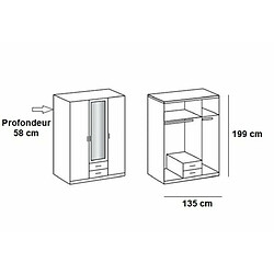 Inside 75 Armoire DORVAL rangement blanc mat 3 portes 2 tiroirs