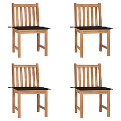 vidaXL Chaises de jardin lot de 4 avec coussins Bois de teck massif