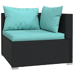 Acheter vidaXL Salon de jardin 3 pcs avec coussins Noir Résine tressée