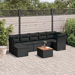 vidaXL Salon de jardin 8 pcs avec coussins noir résine tressée 