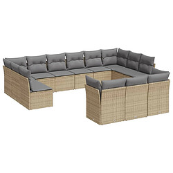 Maison Chic Salon de jardin avec coussins 13 pcs | Ensemble de Table et chaises | Mobilier d'Extérieur beige résine tressée -GKD40178