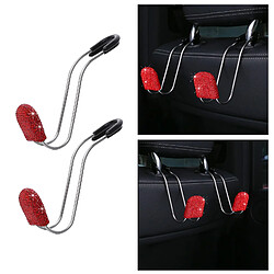 2x Crochets Universels D'appuie-tête De Voiture Automatique En Métal Bling Hanger Rouge pas cher