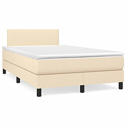 Maison Chic Lit adulte- Lit + matelas + LED,Sommier à lattes de lit matelas et LED crème 120x190 cm tissu -GKD55786