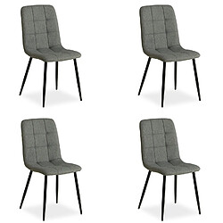 Decoshop26 Lot de 4 chaises de salle à manger cuisine confortable et moderne en tissu gris pieds en métal noir CDS06201 