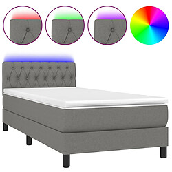 vidaXL Sommier à lattes de lit et matelas et LED Gris foncé 100x200 cm