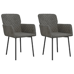 vidaXL Chaises à manger lot de 2 Gris foncé Velours