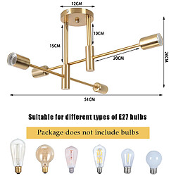 Stoex Plafonnier Moderne 4 Lumières Lampe de Plafond en Métal Or Plafonniers D'Intérieur E27 Pour Salle de Bain Chambre Couloir Salon pas cher