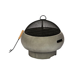 Braséro chauffage d'extérieur en béton 53 cm à bois avec grille à charbon BBQ couvercle de protection tisonnier Peaktop HR17501AB