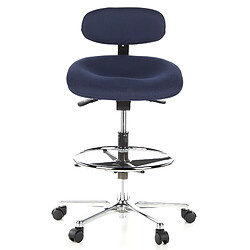 Siège technique / Tabouret technique / Tabouret pivotant WORK MF, tissu bleu, chromé hjh OFFICE