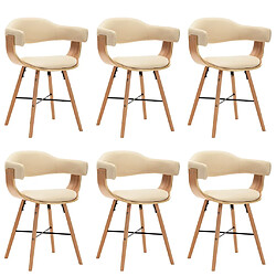 Decoshop26 Lot de 6 chaises de salle à manger cuisine design intemporel synthétique crème et bois courbé CDS022362 