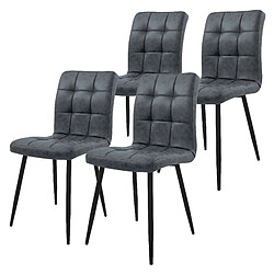 Chaise de salle à manger set de 4 pièces anthracite revêtement en similicuir avec pieds en métal, matériel de montage inclus ML-Design