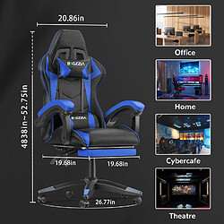 Acheter Fauteuil de Bureau - BIGZZIA Siège de bureau Réglable - Chaise gaming avec Appui-tête et Support lombaire, 136kg, Noir et Bleu