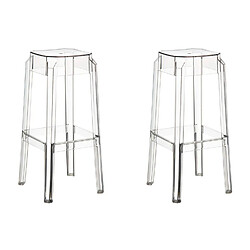 Decoshop26 Lot de 2 tabourets de bar empilable design moderne plastique transparent 10_0000231 