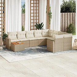 Maison Chic Salon de jardin avec coussins 10 pcs, Ensemble Tables et chaises de jardin, beige résine tressée -GKD724859