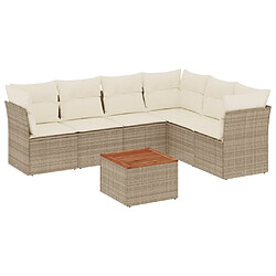 Maison Chic Salon de jardin avec coussins 7 pcs, Ensemble Tables et chaises de jardin, beige résine tressée -GKD329944 