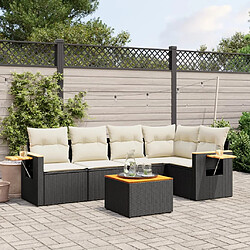 vidaXL Salon de jardin 6 pcs avec coussins noir résine tressée