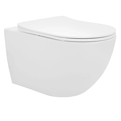 Ecd Germany Toilette suspendu sans rebord blanc mat avec siège WC Soft Close salle de bain