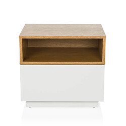 Table d'appoint / table de chevet MELMO 50 x 40 x 45 cm blanc/chêne hjh LIVING