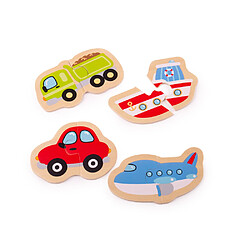 Bigjigs Toys 4 x Puzzles 2 pièces - Transports 